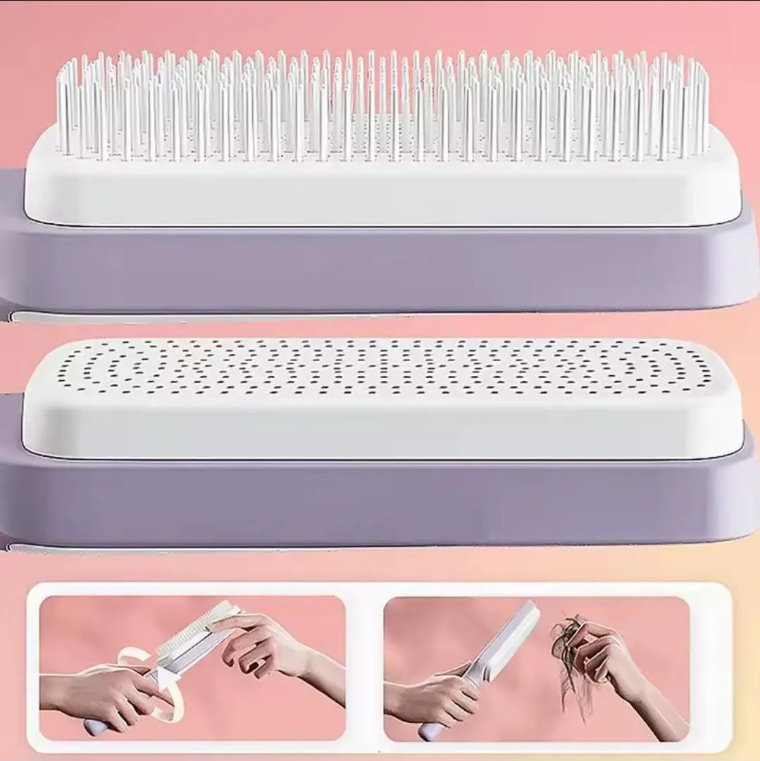 Self-Cleaning Hairbrush: Scalp Massage, Anti-Static Detangling