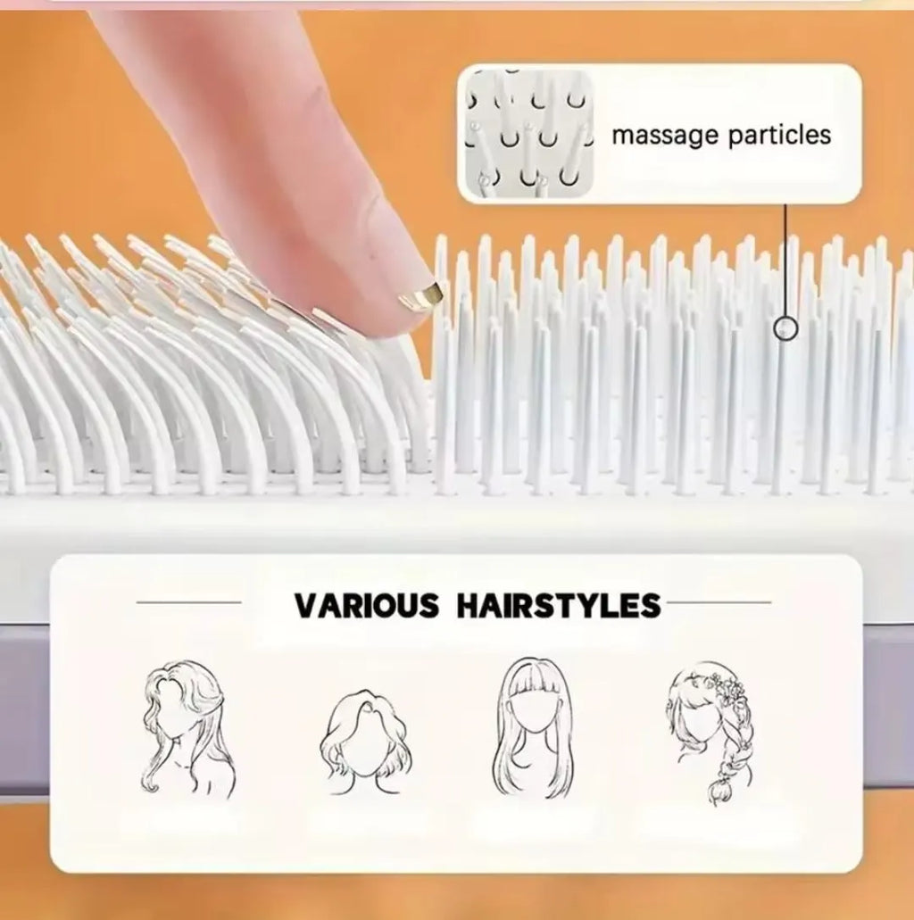 Self-Cleaning Hairbrush: Scalp Massage, Anti-Static Detangling