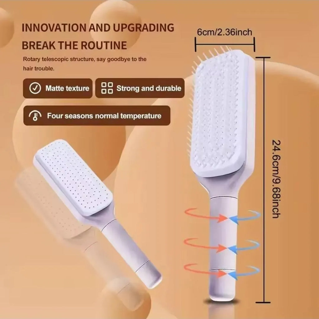 Self-Cleaning Hairbrush: Scalp Massage, Anti-Static Detangling
